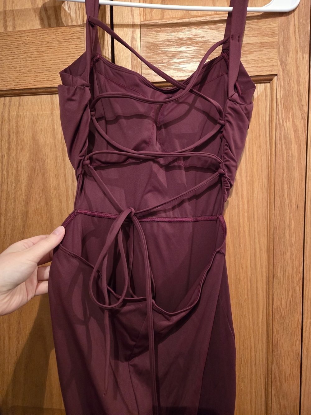 Halara Ruched Lace Up Bodycon Midi Casual Dress - Picture 4 of 5
